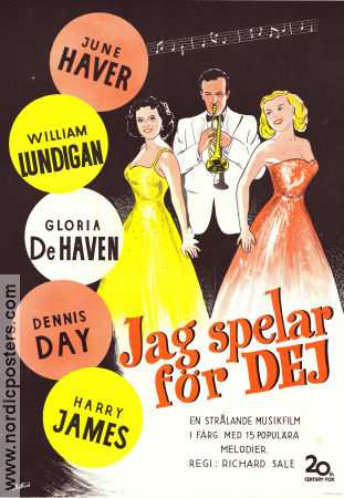 Jag spelar för dej 1950 poster June Haver Harry James Gloria DeHaven Richard Sale Musikaler