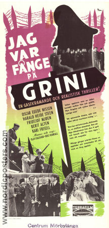 Jag var fånge på Grini 1946 poster Berit Alten Bjarne Bö Oscar Egede-Nissen Olav Dalgard Krig Norge