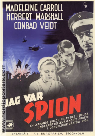 Jag var spion 1933 poster Madeleine Carroll Herbert Marshall Conrad Veidt Victor Saville