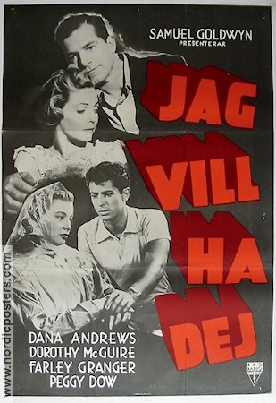 Jag vill ha dej 1952 poster Dana Andrews Farley Granger