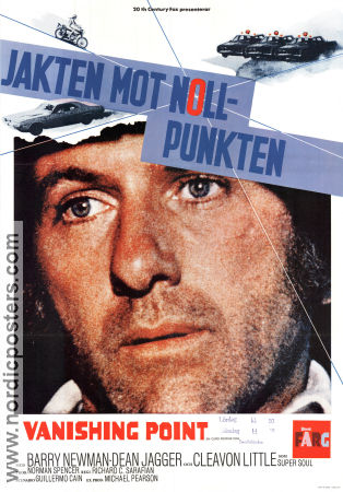 Jakten mot nollpunkten 1971 poster Barry Newman Cleavon Little Charlotte Rampling Dean Jagger Richard C Sarafian Bilar och racing Motorcyklar Kultfilmer