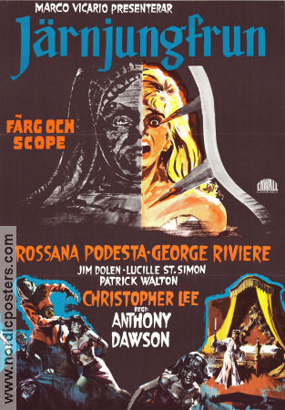 Järnjungfrun 1963 poster Rossana Podesta Georges Riviere Christopher Lee Antonio Margheriti