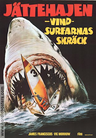 Jättehajen vindsurfarnas skräck 1981 poster James Franciscus Enzo G Castellari Fiskar och hajar Kultfilmer