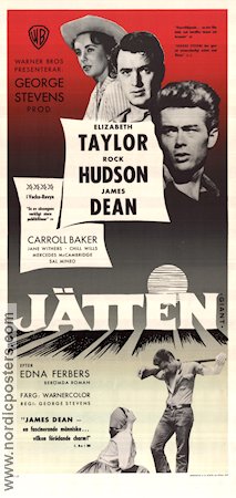 Jätten 1956 poster James Dean Rock Hudson Elizabeth Taylor George Stevens Text: Edna Ferber