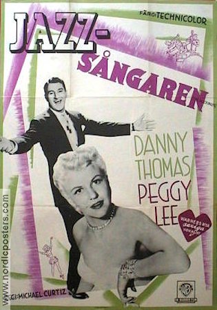 Jazz-sångaren 1953 poster Danny Thomas Peggy Lee Michael Curtiz Jazz