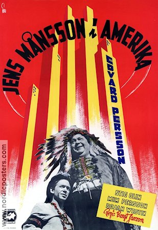 Jens Månsson i Amerika 1947 poster Edvard Persson Stig Olin Mim Persson Bengt Janzon