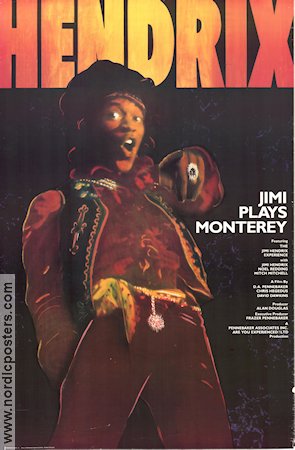 Jimi Plays Monterey 1987 poster Jimi Hendrix DA Pennebaker Rock och pop