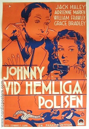 Johnny vid hemliga polisen 1936 poster Jack Haley William Frawley Adrienne Marden Edward F Cline Poliser