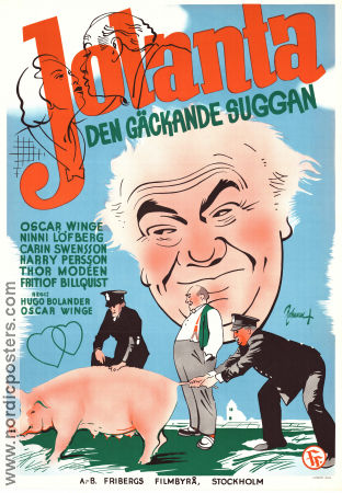 Jolanta den gäckande suggan 1945 poster Thor Modéen Carin Swensson Harry Persson Hugo Bolander Eric Rohman art