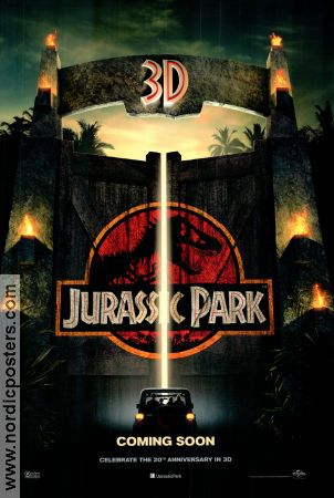Jurassic Park 3D 1993 poster Sam Neill Laura Dern Jeff Goldblum Steven Spielberg Dinosaurier och drakar 3-D