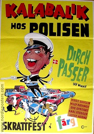 Kalabalik hos polisen 1969 poster Dirch Passer Danmark Poliser
