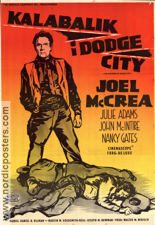 Kalabalik i Dodge City 1959 poster Joel McCrea Julie Adams Joseph M Newman