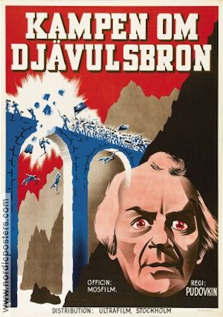 Kampen om djävulsbron 1941 poster Vsevolod Pudovkin Ryssland