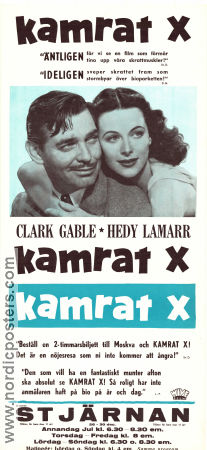 Kamrat X 1940 poster Clark Gable Hedy Lamarr Oskar Homolka King Vidor