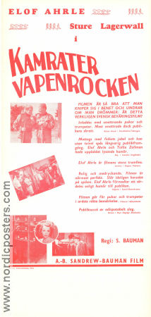 Kamrater i vapenrocken 1938 poster Sture Lagerwall Elof Ahrle Annalisa Ericson Schamyl Bauman