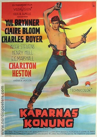 Kaparnas konung 1958 poster Yul Brynner Claire Bloom Charles Boyer Anthony Quinn Äventyr matinée