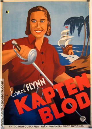 Kapten Blod 1935 poster Errol Flynn Olivia de Havilland Basil Rathbone Äventyr matinée