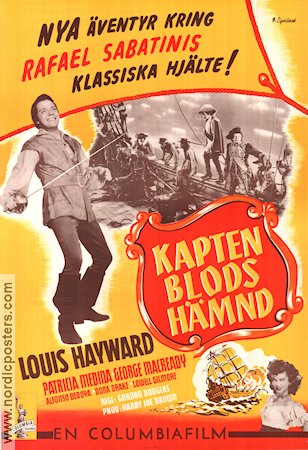 Kapten Blods hämnd 1950 poster Louis Hayward Patricia Medina George Macready Gordon Douglas Affischkonstnär: V Lipniunas Äventyr matinée