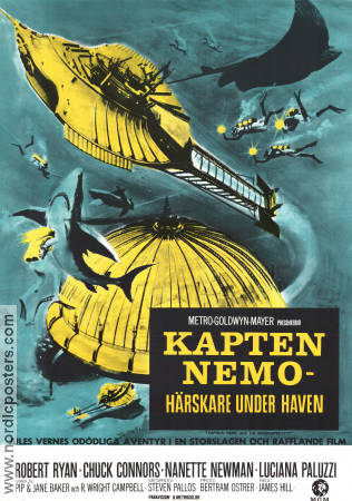 Kapten Nemo 1970 poster Robert Ryan Chuck Connors James Hill Skepp och båtar Fiskar och hajar