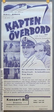 Kapten överbord 1936 poster Lida Baarova Willy Birgel