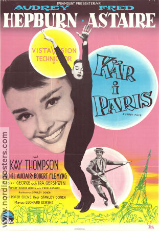 Kär i Paris 1957 poster Audrey Hepburn Fred Astaire Kay Thompson Stanley Donen Musikaler Romantik