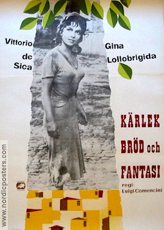 Kärlek bröd och fantasi 1953 poster Gina Lollobrigida Vittorio De Sica