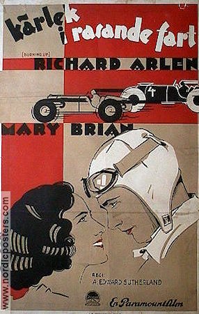 Kärlek i rasande fart 1930 poster Richard Arlen Mary Brian Bilar och racing