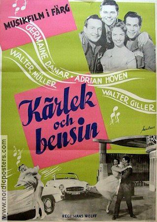 Kärlek och bensin 1956 poster Germaine Damar Bilar och racing