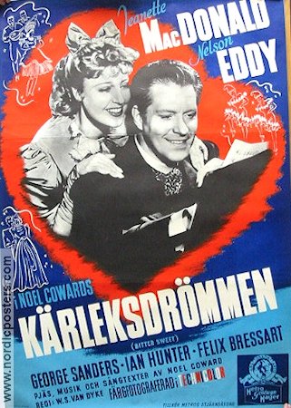 Kärleksdrömmen 1940 poster Jeanette MacDonald Nelson Eddy Noel Coward Musikaler