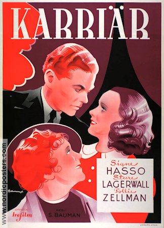 Karriär 1938 poster Signe Hasso Sture Lagerwall Schamyl Bauman Eric Rohman art
