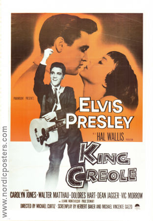 King Creole 1958 poster Elvis Presley Carolyn Jones Walter Matthau Michael Curtiz Rock och pop Musikaler