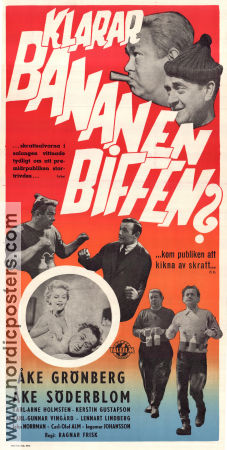 Klarar Bananen Biffen? 1957 poster Åke Söderblom Åke Grönberg Ingemar Johansson Ragnar Frisk Hitta mer: Biffen och Bananen Boxning Från serier