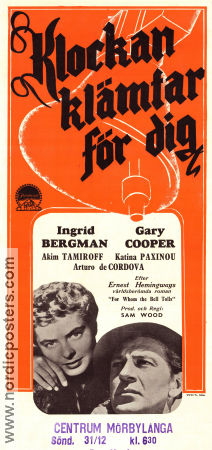 Klockan klämtar för dig 1943 poster Gary Cooper Sam Wood