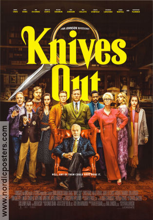 Knives Out 2019 poster Daniel Craig Chris Evans Ana de Armas Jamie Lee Curtis Don Johnson Toni Collette Christopher Plummer Rian Johnson