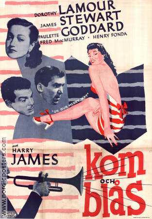 Kom och blås 1948 poster Dorothy Lamour James Stewart Harry James Jazz