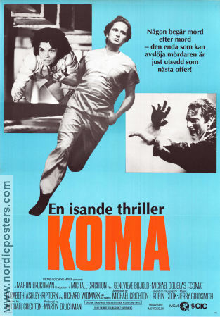 Koma 1978 poster Michael Douglas Rip Torn Genevieve Bujold Michael Crichton Medicin och sjukhus