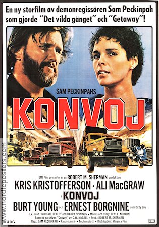 Konvoj 1978 poster Kris Kristofferson Ali MacGraw Sam Peckinpah Bilar och racing