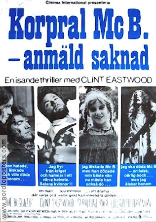 Korpral Mc B anmäld saknad 1971 poster Clint Eastwood Geraldine Page Elizabeth Hartman Don Siegel