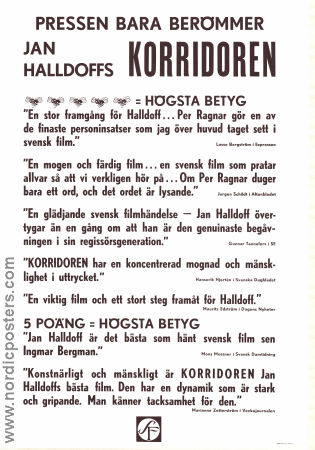 Korridoren 1968 poster Per Ragnar Agneta Ekmanner Ann Norstedt Jan Halldoff