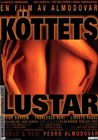 Köttets lustar 1997 poster Liberto Rabal Francesca Neri Javier Bardem Pedro Almodovar Spanien