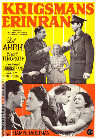 Krigsmans erinran 1947 poster Elof Ahrle Birgit Tengroth Gunnar Björnstrand Hampe Faustman