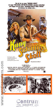 Kung Salomos skatt 1985 poster Richard Chamberlain Sharon Stone Herbert Lom J Lee Thompson Äventyr matinée