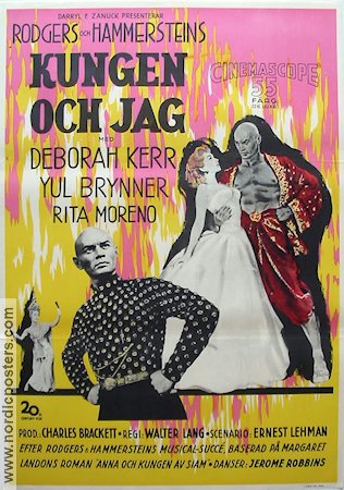 Kungen och jag 1956 poster Yul Brynner Deborah Kerr Musik: Rodgers and Hammerstein Musikaler