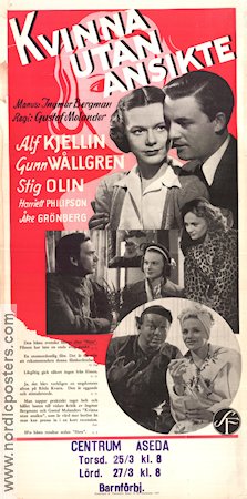 Kvinna utan ansikte 1947 poster Alf Kjellin Gunn Wållgren Anita Björk Stig Olin Åke Grönberg Ingmar Bergman