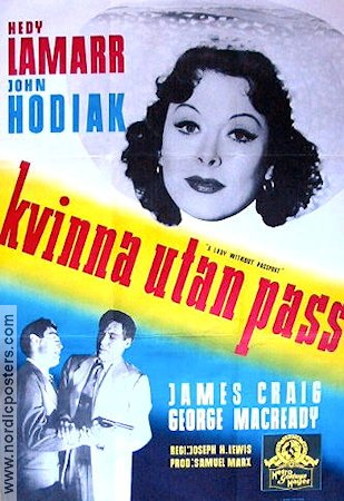 Kvinna utan pass 1950 poster Hedy Lamarr John Hodiak Film Noir