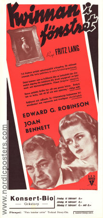 Kvinnan i fönstret 1944 poster Edward G Robinson Joan Bennett Raymond Massey Fritz Lang Film Noir