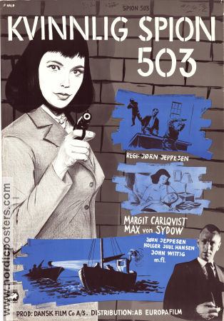 Kvinnlig spion 503 1958 poster Margit Carlqvist Max von Sydow Holger Juul Hansen Jorn Jeppesen Danmark