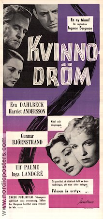 Kvinnodröm 1954 poster Eva Dahlbeck Harriet Andersson Gunnar Björnstrand Ulf Palme Inga Landgré Ingmar Bergman Filmbolag: Sandrews