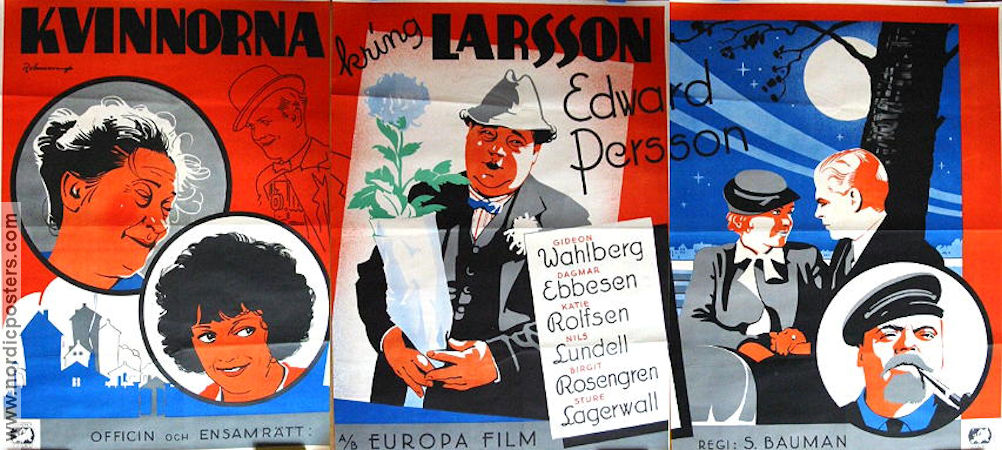 Kvinnorna kring Larsson 1934 poster Edvard Persson Dagmar Ebbesen Katie Rolfsen Eric Rohman art