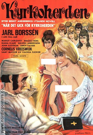 Kyrkoherden 1970 poster Jarl Borssén Margit Carlqvist Magali Noel Cornelis Vreeswijk Dirch Passer Håkan Westergren Torgny Wickman Affischkonstnär: Walter Bjorne Kultfilmer Religion